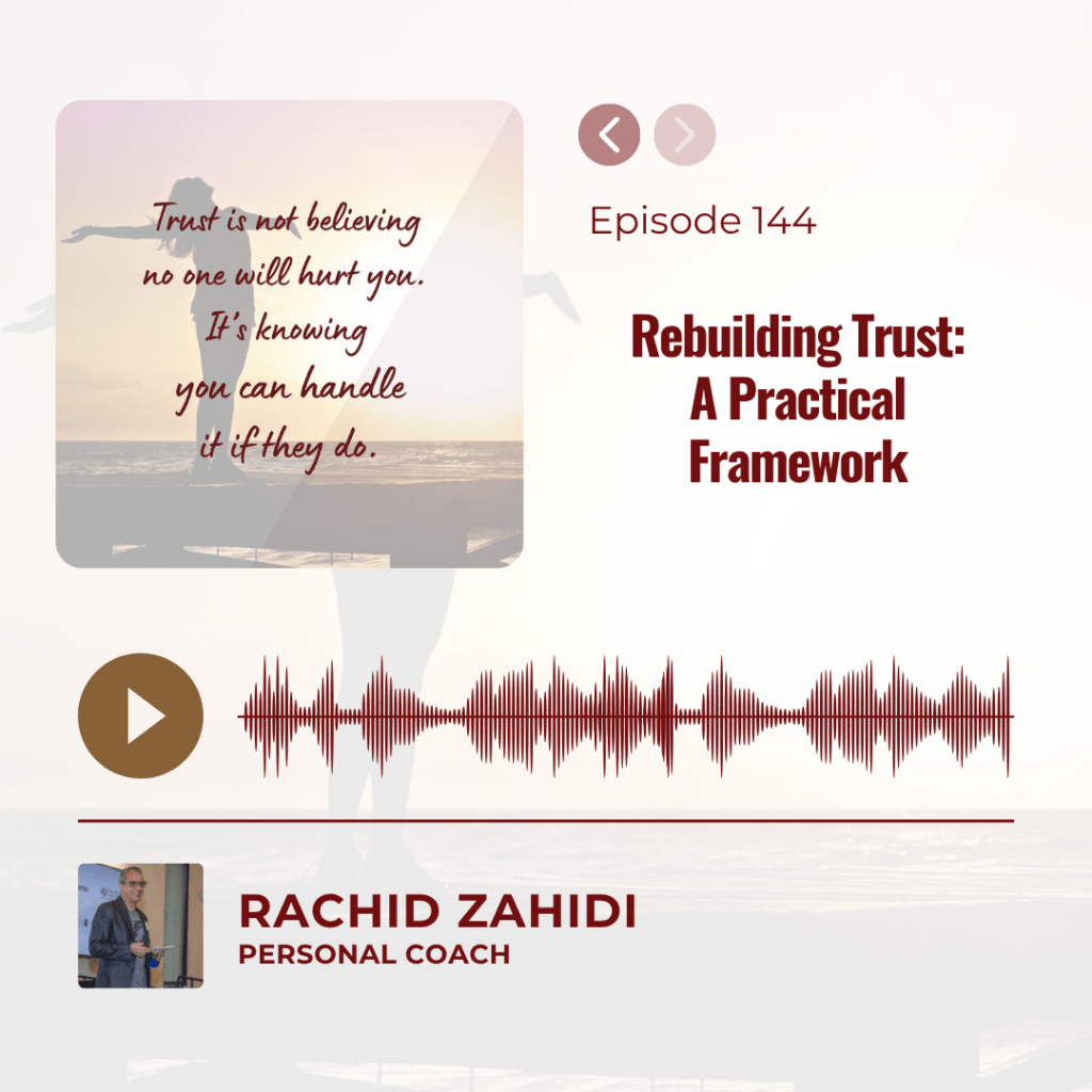 Podcast Episode 144: "Rebuilding Trust: A Practical Framework" with host Rachid Zahidi.
