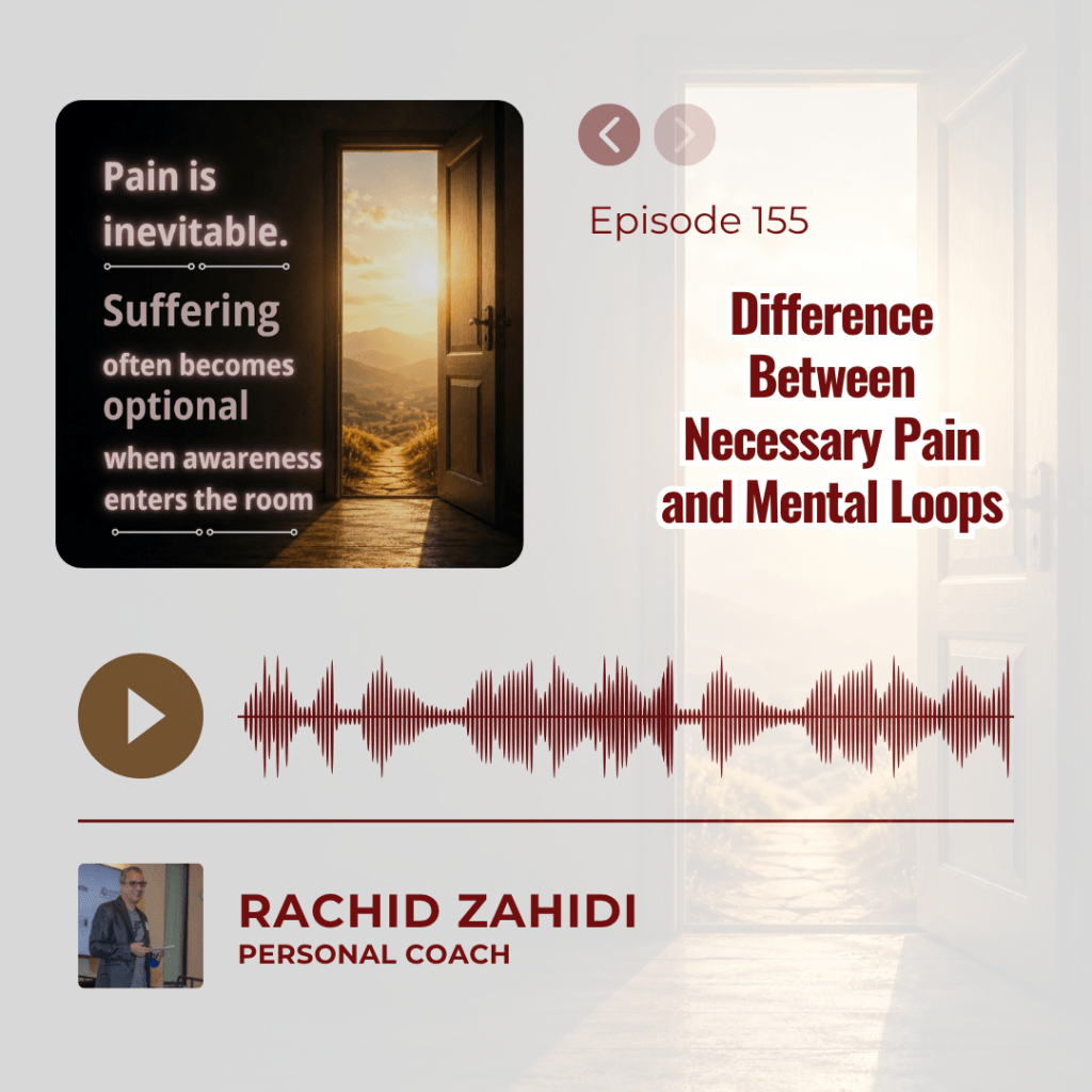 Podcast Episode 155: "Difference Between Necessary Pain and Mental Loops" with host Rachid Zahidi.