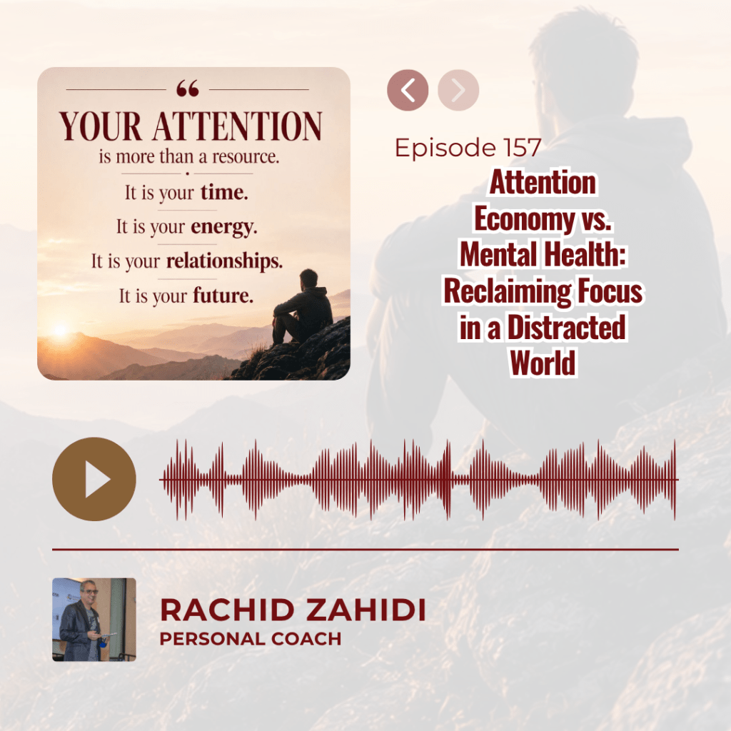 Podcast Episode 157: "Attention Economy vs. Mental Health: Reclaiming Focus in a Distracted World" with host Rachid Zahidi.